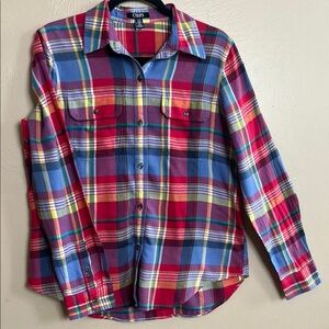 Tartan Chaps by Ralph Lauren Women’s Button-Up Shirt. Size Large. 100% Cotton.
